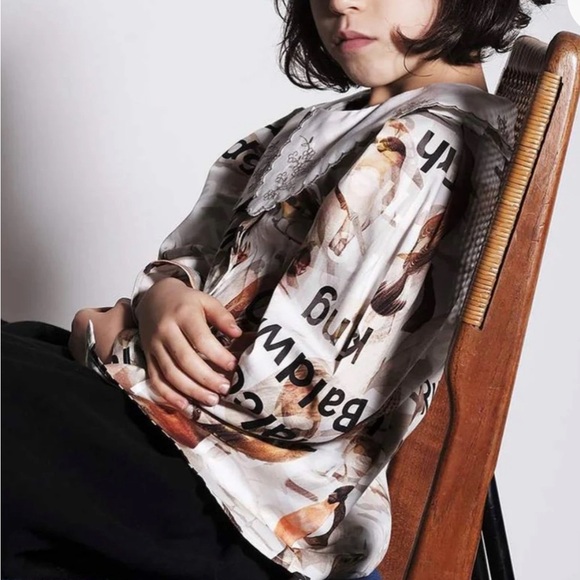 Kids Bird Print Blouse with Embroidered Collar by boutique brand Wolf and Rita - Picture 6 of 6